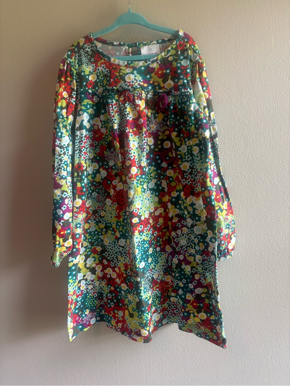 Hanna Andersson Multicolor Floral Shift Dress — Teal, Red, Yellow, Purple